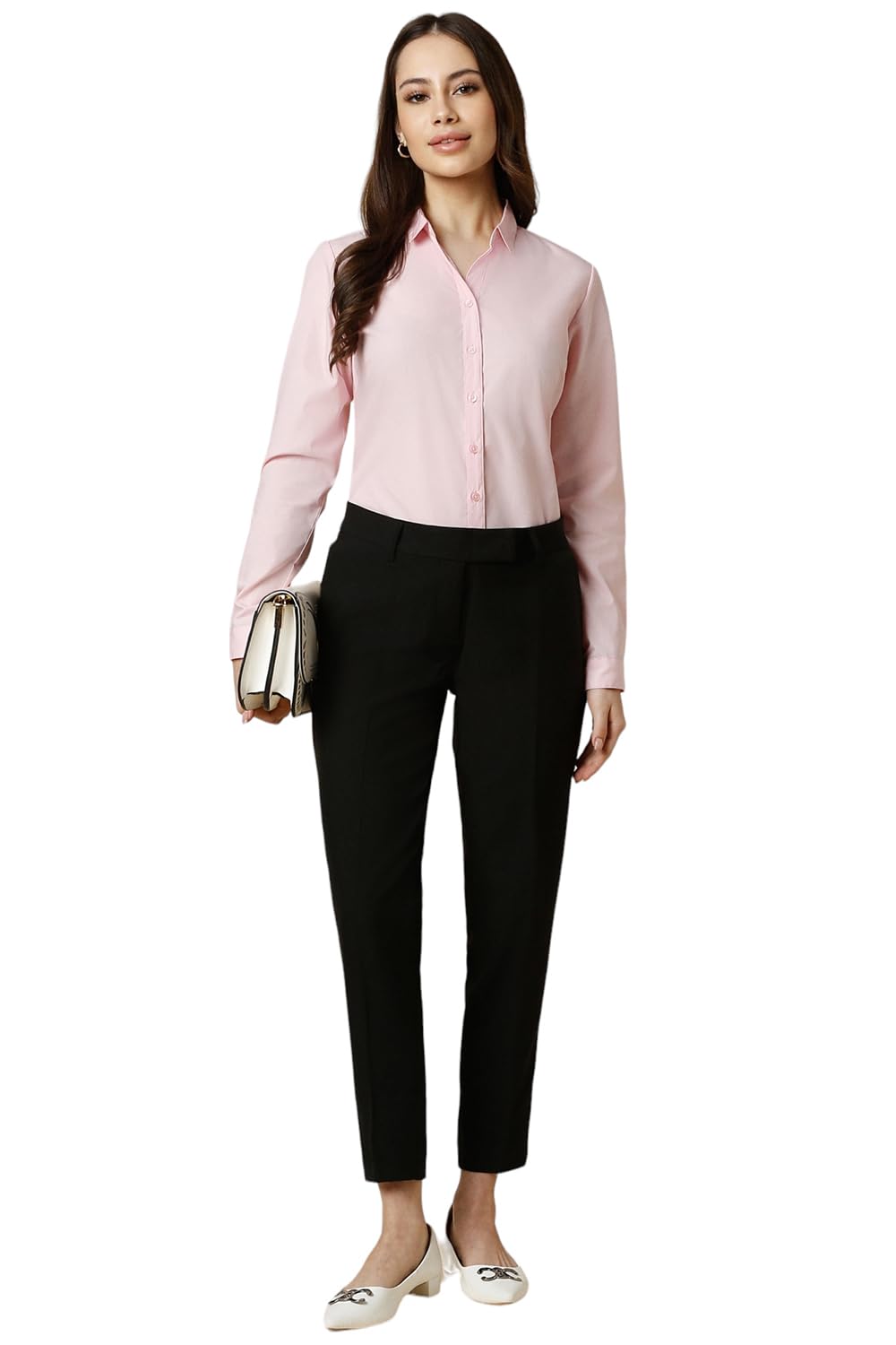 Allen Solly Women's Solid Classic Fit Shirt (AHSFWRGPK24311_Pink