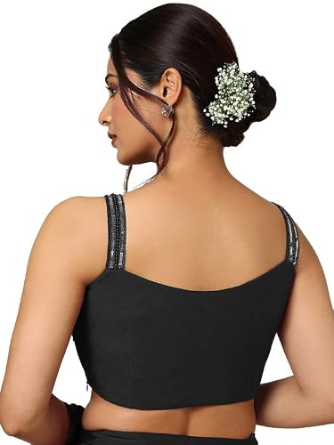 Soch Womens Black Nylon Blend Sequin Embellished Ready-To-Wear Saree With Belt