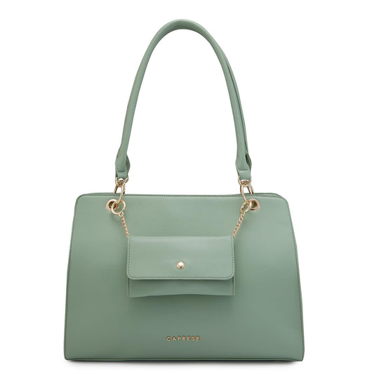 Caprese Capri Solid Mint Faux Leather Large Satchel Handbag