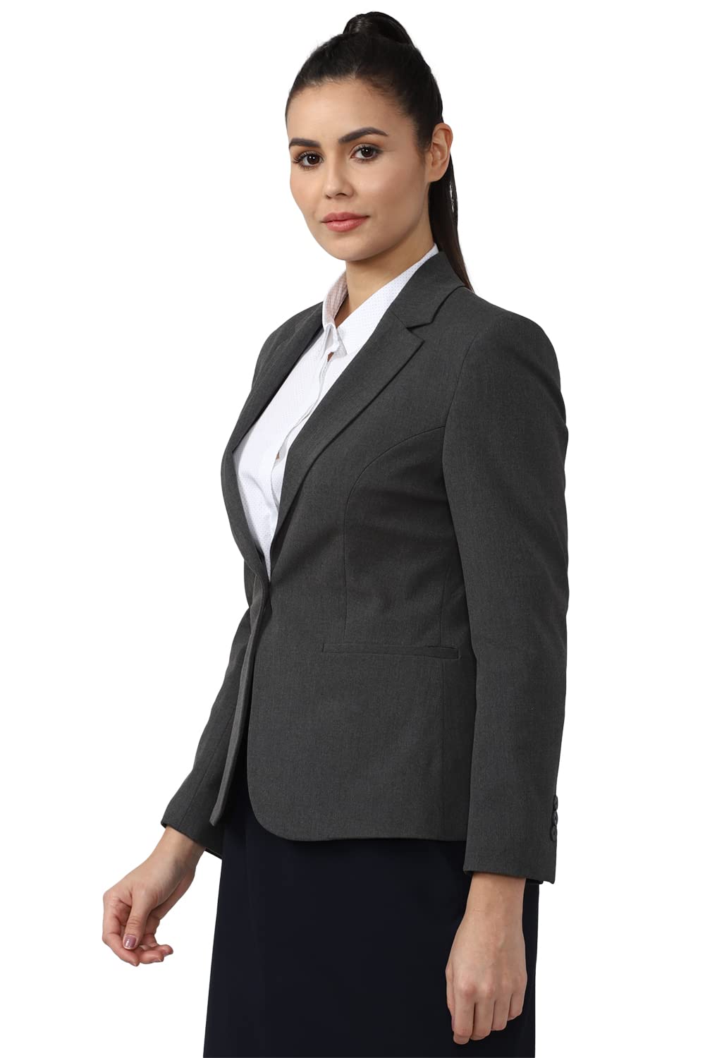 Van Heusen Women's Blazer,Full Sleeves Regular (VWBZCRGB232672_Grey_M)
