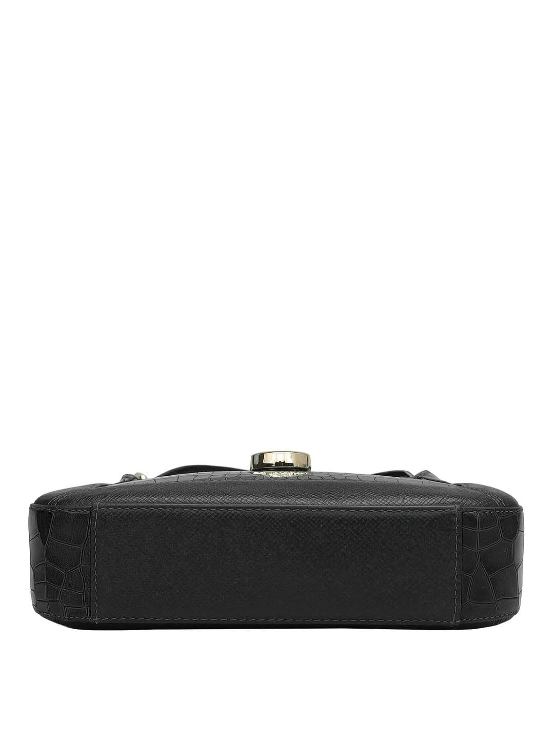 Da Milano Genuine Leather Black Sling Bag (00993OL) (Small)