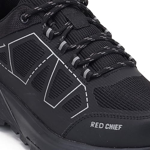 Red Chief Men’s Sport Hiker Lace-Up Shoes | Low Ankle | Synthetic Polyester Air Mesh | Durable Synthetic Outsole | Black (H20045)