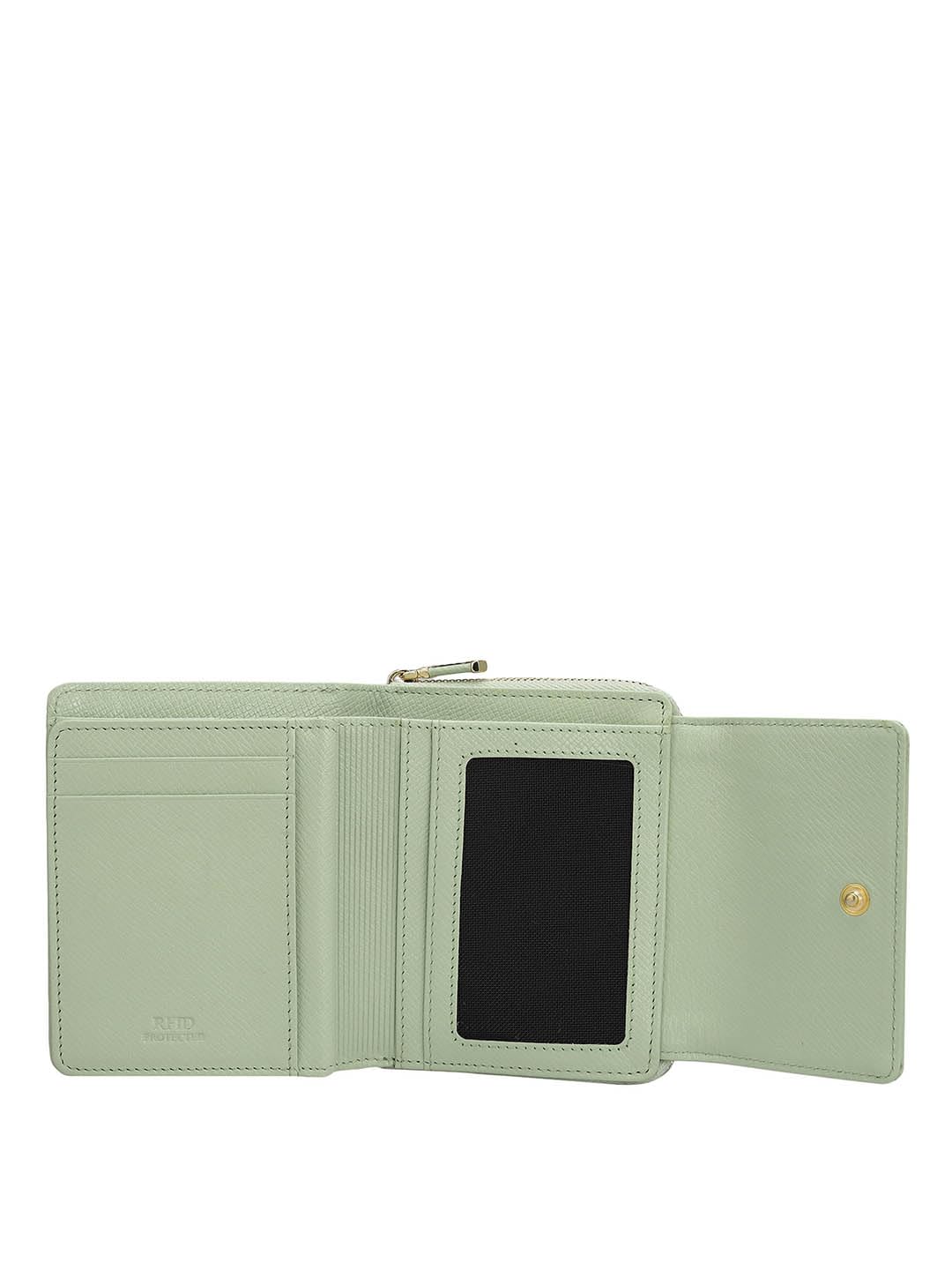 Da Milano Genuine Leather Green Women Sling Wallet (10230A)