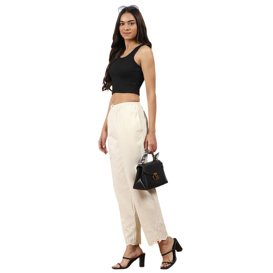 BIBA Women Solid Straight Mid Rise Bottom WEAR(Bottom W16946_Natural_XXL),Pink