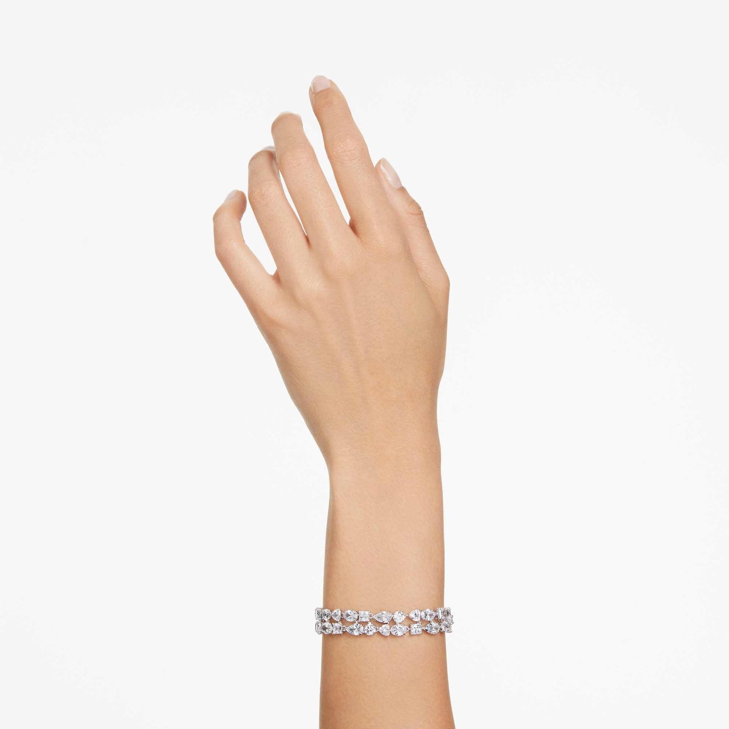 Swarovski Mesmera bracelet, Mixed cuts, White, Rhodium plated