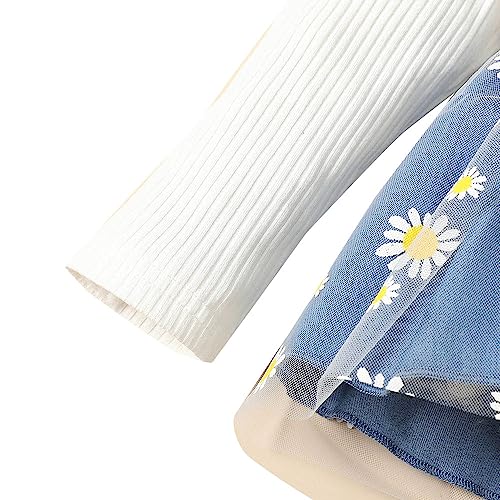 Hopscotch Polyester Girls Floral Print Top Pant Set With Headband In Blue Color For Ages 12-24 Months