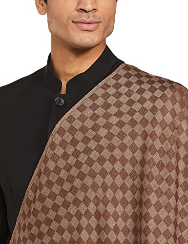 Pashtush Mens Reversible Stole, checkered design Rich Coffee