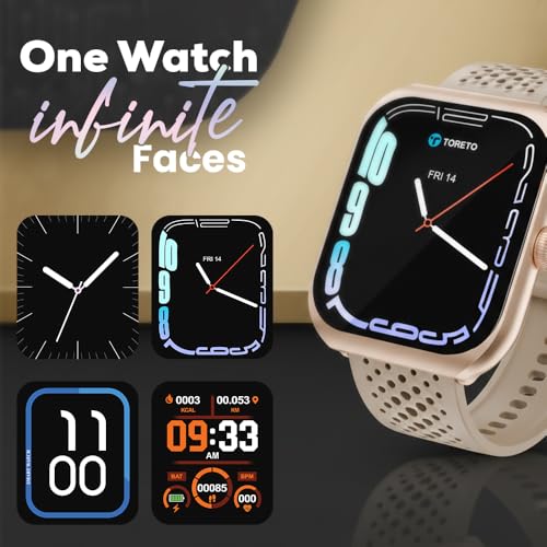 Toreto Eclipz Arc Smartwatch with 1.81" IPS Display, Bluetooth Calling, IP67 Water Resistance, 22mm Silicone Strap, 12-Day Battery, iOS & Android Compatible (Graphite Black)