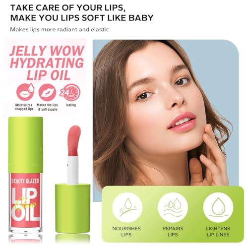Lip Gloss,Tinted Lip Oil Long Lasting Non-sticky Shiny Lip Plumping Lip Gloss,Hydrating Moisturizing Lip Glow Oil for Looking Lips,Smooth Glossy Lip Plumper Gloss for Women (Caramel Nude)