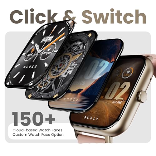 Boult Drift+ Smart Watch 1.85''HD Screen, Bluetooth Calling, IP68, 500 Nits Brightness,150+ Watchfaces, AI Voice Assistant, SpO2 Monitoring, 100+ Sports Mode Smartwatch (Peach Fuzz)