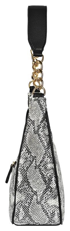 eske Ryanne, the Hobo Shoulder Bag | Python-Textured Vegan Leather | Stylish Chain Strap | Zip Closure with External Pocket | 1 Main Compartment + 3 Interior Pockets | Trendy Compact Purse