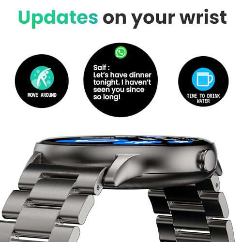 GOBOULT Dire Smartwatch: 1.38'' 2.5D Curved HD Display, BT Calling, 500 Nits Brightness, IP67, 250+ Watchfaces, 120+ Sports Modes, AI Voice Assistant, SpO2 Monitoring (Silver)