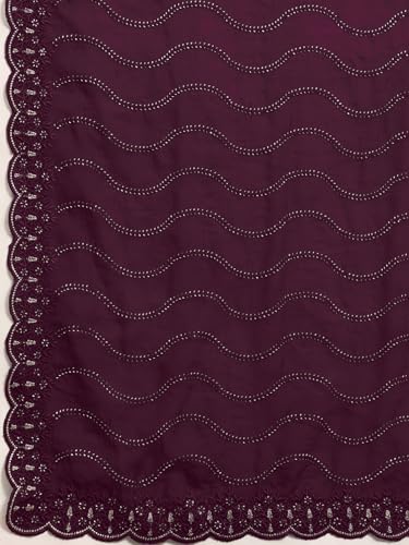 AKHILAM Women's Wine Tissue Geometric Printed Saree With Unstitched Blouse Piece (KRIYNS4905_KH)