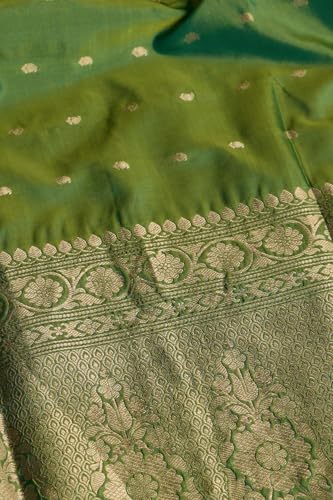 Taneira Green Silk Viscose Banaras Inspired Design Cutwork Saree
