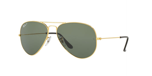 Ray-Ban Men Polarized Green Lens Pilot Sunglasses - 0RB3025I001/5862
