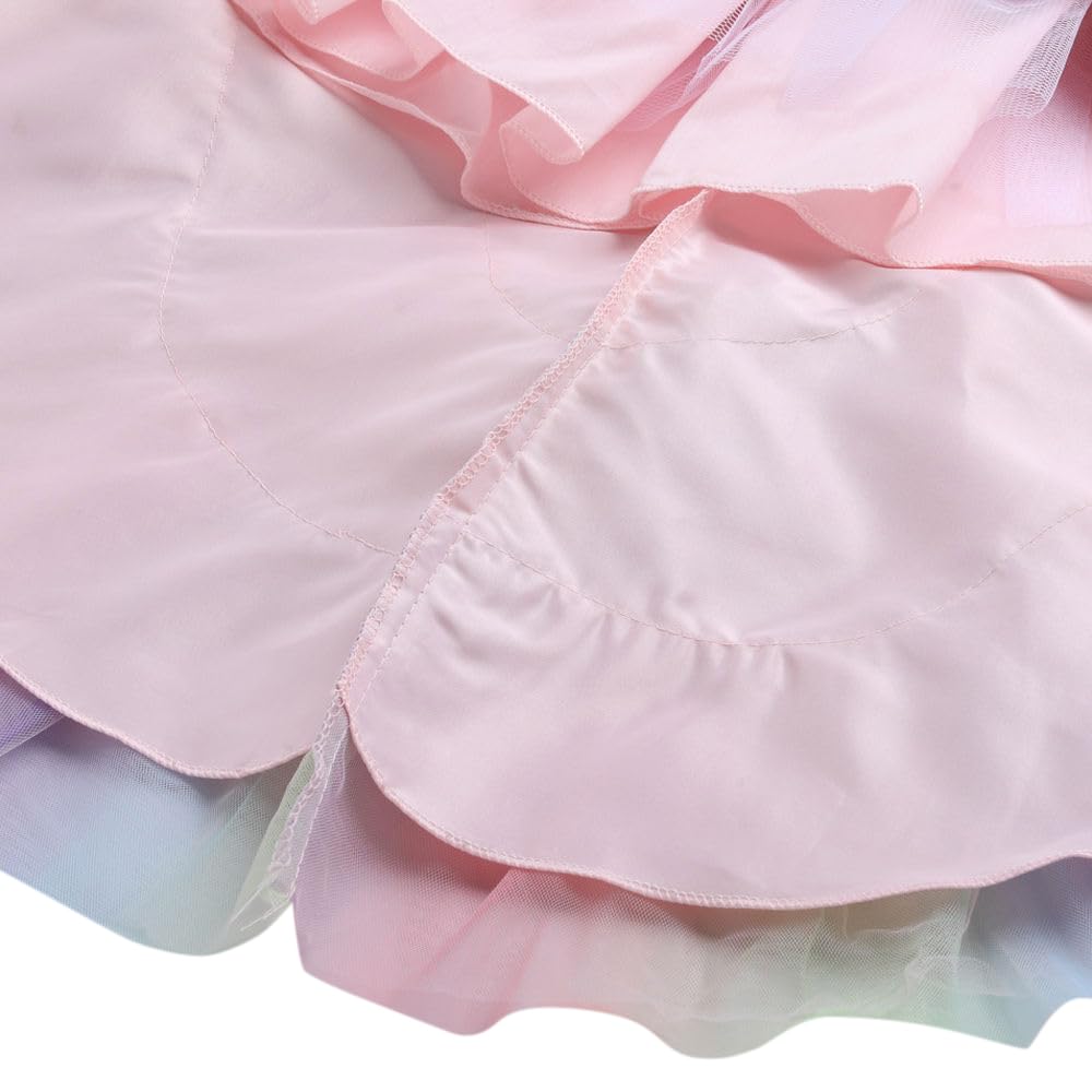 Hopscotch Girls Polyester Bow Applique Sleeveless Solid Party Dress & Outfit In Peach Color For Ages 5-6 Years