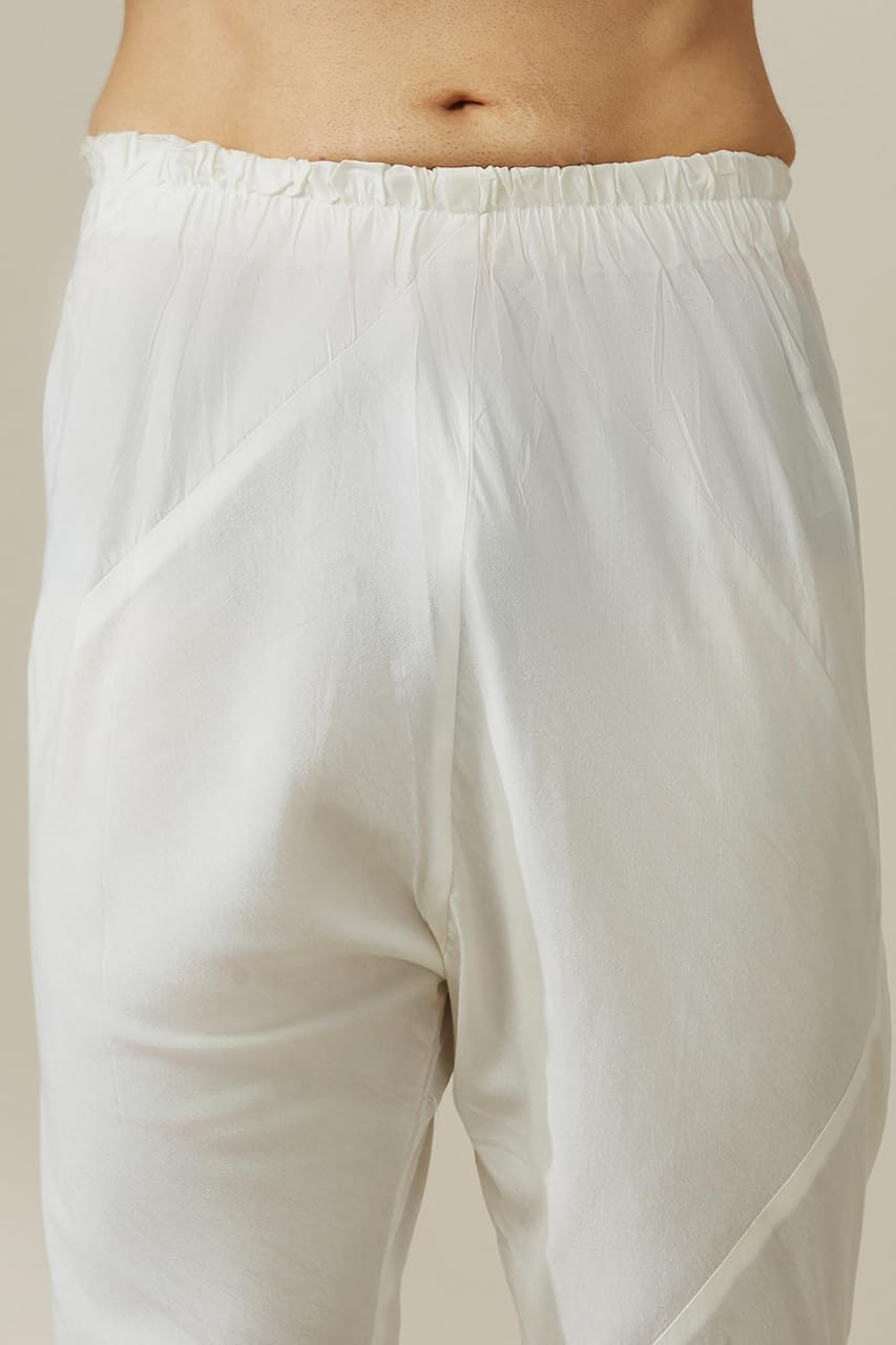 Manyavar Mens Cream Viscose Kurta Pyjama Set