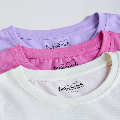 Hopscotch Girls Full Sleeves Multi 3-Pack Unicorn Cotton T-Shirts for Ages (4-5 Years)