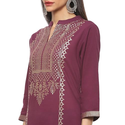 Biba WOMEN PRINTED RELAXED SALWAR KURTA DUPATTA(SKDSKD7028E_WINE_36)