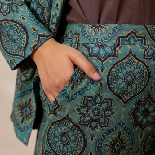 VIVIKA Cotton Blazer Co-ord Set for Women | 3 Piece Formal Outfit with Blazer Top Pants | Stylish Western Clothing Set for Office Party and Smart Wear_Pastel Blue_M