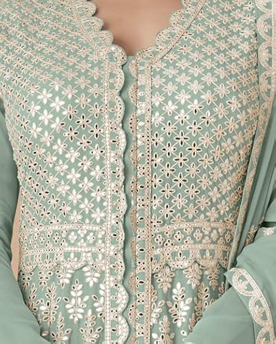 RUDRAPRAYAG Georgette Embroidery Semi Stitched Flared Floor Length Anarkali Gown For Women