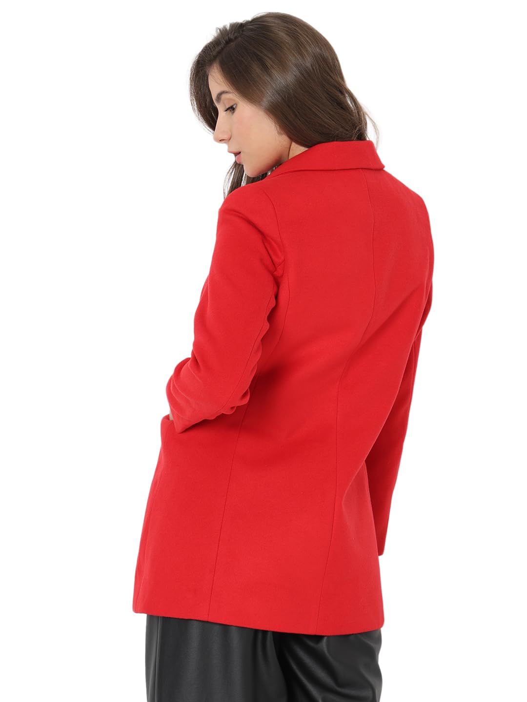 VERO MODA Women Solid Red Polyester Regular Fit Double-Breasted Blazer