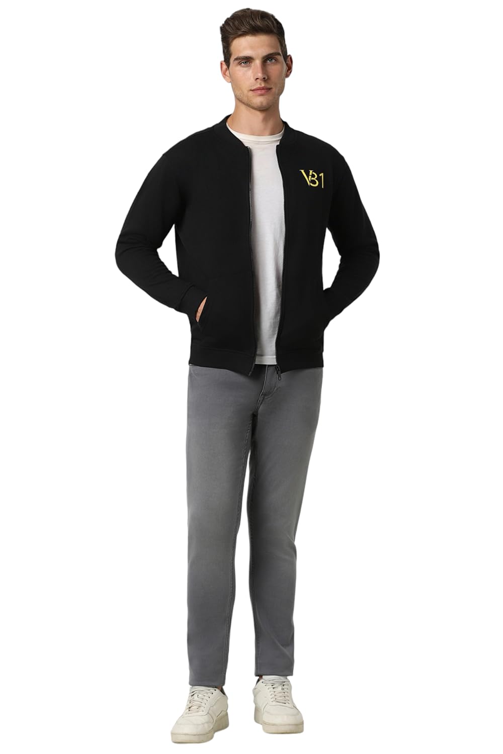 Van Heusen Mens Cotton Blend Round Neck Regular Sweatshirt_(VSSTURGP424898_Black_M)