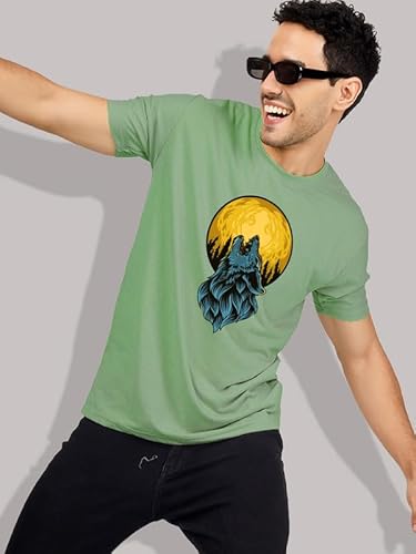 T-70 Men's Printed Round Neck Half Sleeves Poly-Cotton T-Shirt | Color - Mint Green | Size - 5XL