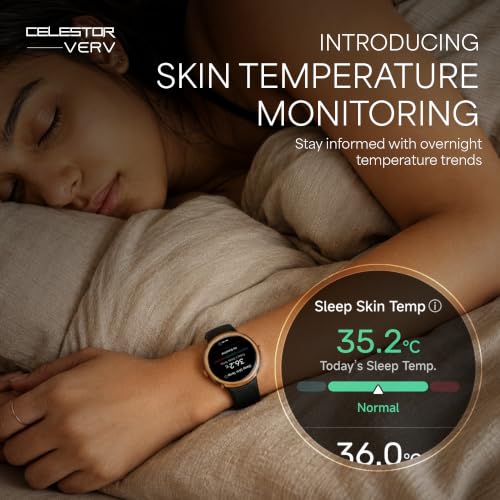 Titan Celestor Verv with 1.19" AMOLED Display, Built-in GPS, Skin Temperature Monitoring, Luna Wellness, Smart Hydration, VO2 Max, Training Load & Readiness, 3 ATM Smart Watch for Women - Biege