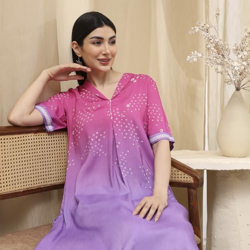 BIBA Women Lilac and Pink Printed Straight Co-ord Set_46