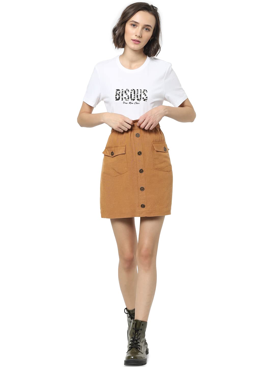 ONLY Straight Fit Below Knee Viscose Womens Casual Skirt (S22ON15272824002, Beige, 36)