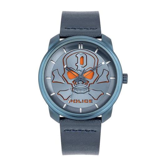 Police Mens 37.95 mm Grey Dial Leather Analog Watch - PL15714JSBL03A