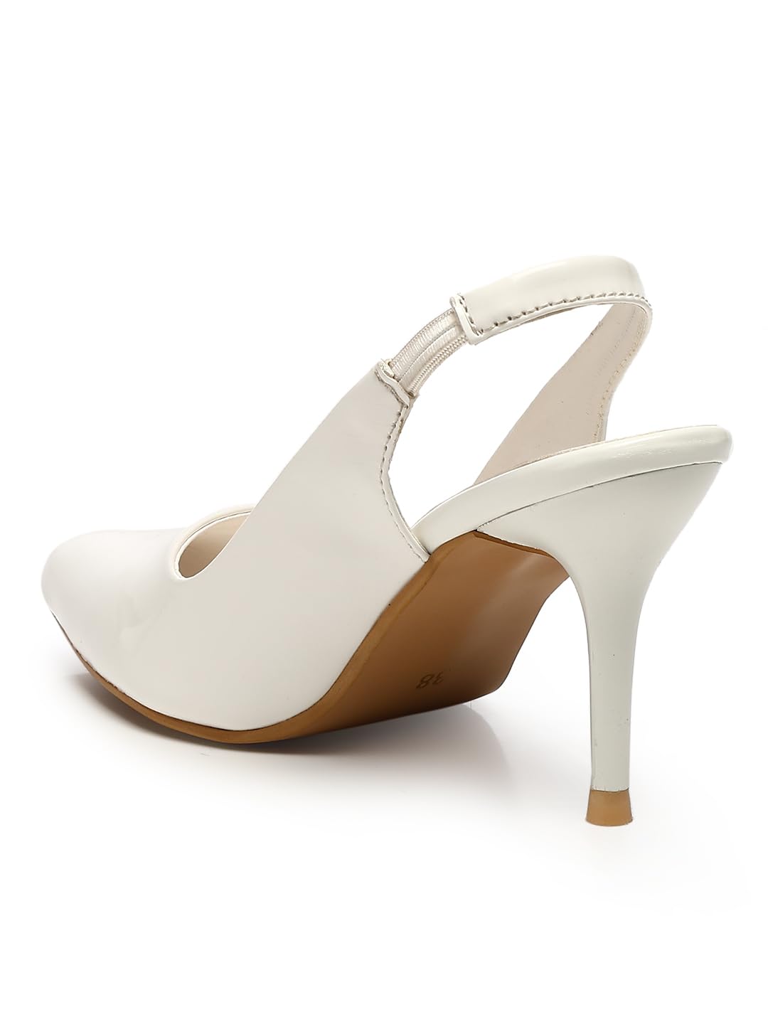 GNIST Pointed Pumps White Stiletto Heels,Size 38EU/5UK
