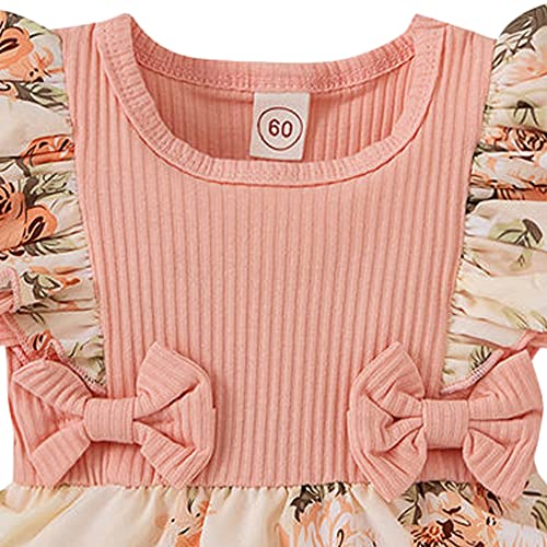 Hopscotch Baby Girls Cotton and Polyester Floral Print Ruffled Bodysuit With Headband in Peach Color For Ages (12-18 Months)