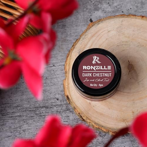 Ronzille 3-in-1Lip & Cheek Tint for Women | Lip Tint -Dusky Rose | Long Lasting, Vegan with Vitamin E Oil (DARK CHESTNUT)