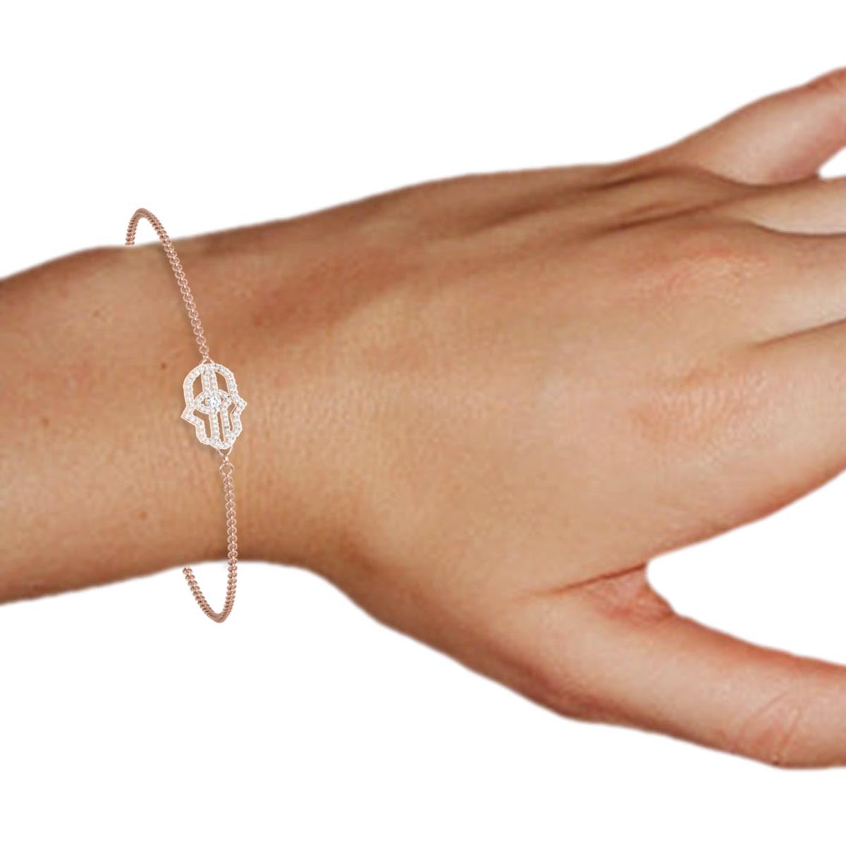DISHIS 14K Rose Gold Diamond Bracelet for Women