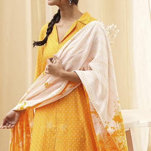 Biba Women's Modal Kurta Sets (SKDBNDJ9608AW24YEL_Yellow