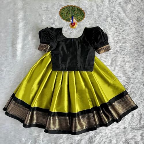 Sashay Boutique Baby Girls Art Silk Readymade Lehenga Choli And Dupatta Set/girls dresss/readymade lehenga choli set for girls (Parrot, 12 Months-18 Months)