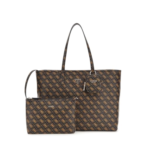 GUESS Brown Logo Printed Power Play Large Tech Tote Bag