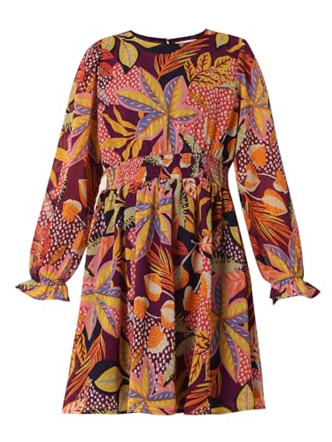 VERO MODA Girls Tropical Print Polyester Multicolor Above Knee Length Fit & Flare Dress