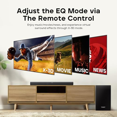 Tribit Soundbar Speaker S1 with Wired Subwoofer for Deep Bass(200W), 2.1 Channel TV Home Theatre, Bt v5.3, LED Display, Multiple Connectivity and 4 EQ Modes, Bass & Treble Control & Remote Control