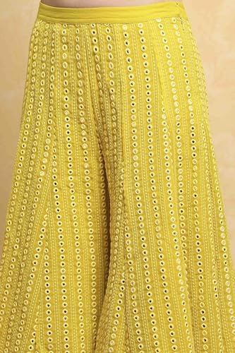 Biba Girls Yellow Polyester Dyed Straight Sharara Suit Set_8-9Y