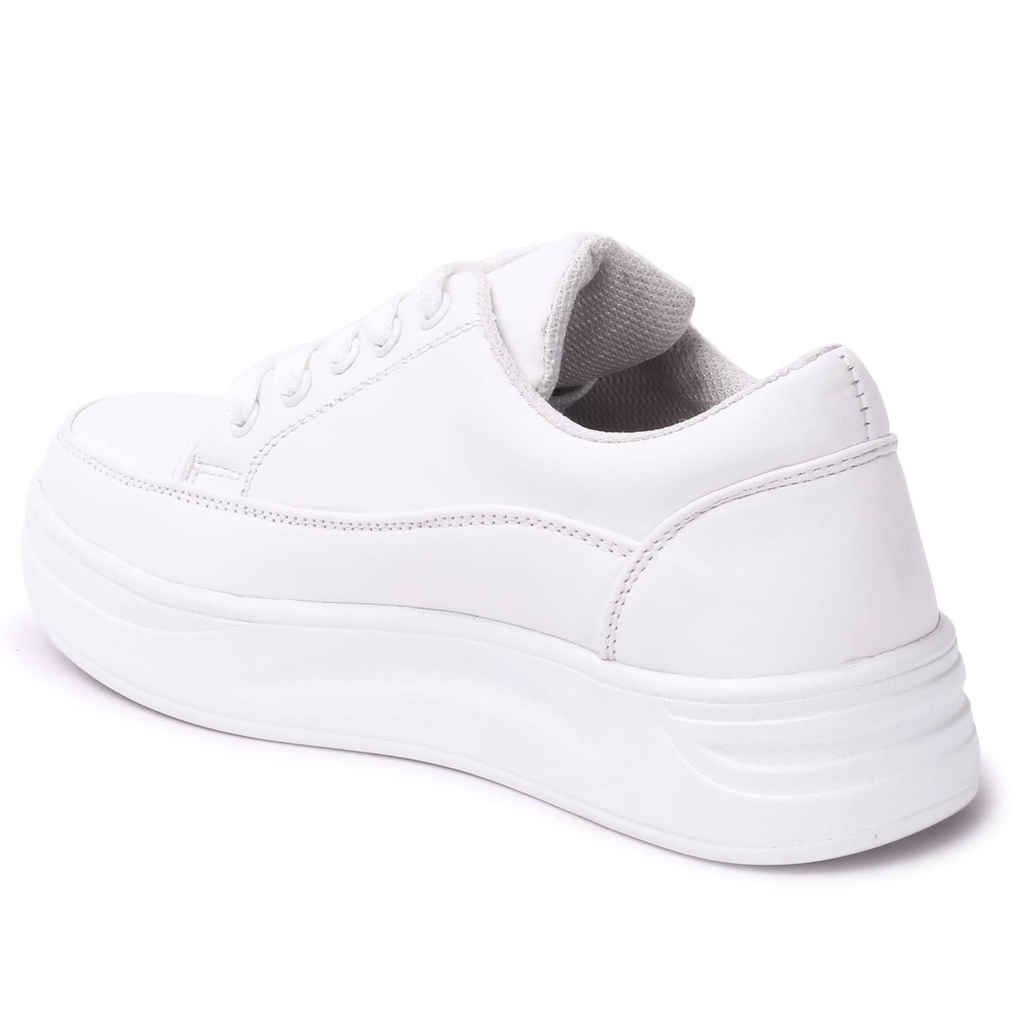 LENSBURY Women's Shoes for Walking Gym Training, Casual, Sports, Slip-On, Lightweight Lace up Athletics Slipon Running Sneaker for Ladies and Girls LBCNV7018WT-36 White