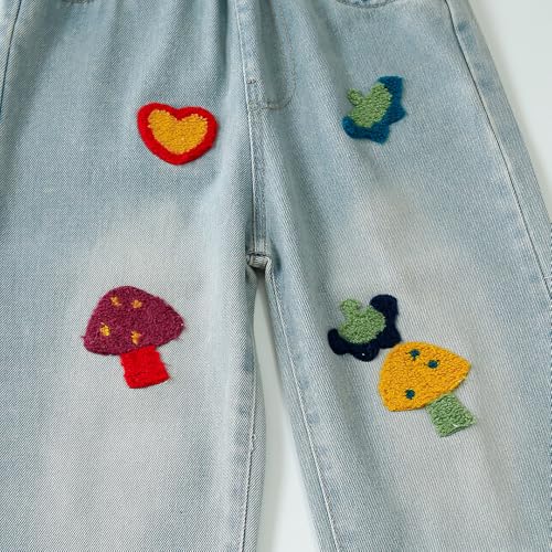 Hopscotch Girls Regular Fit Blue Vehicle Print Jeans for Ages (7-8 Years)