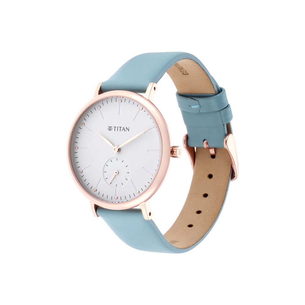 Titan Women Metal Analog White Dial Watch-95142Wl01/Np95142Wl01, Band Color-Blue