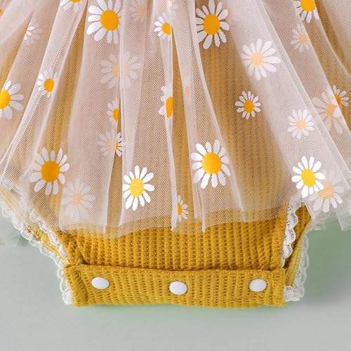 Hopscotch Baby Girls Floral Print Short Sleeves Mustard Bodysuits For Ages (12-18 Months)