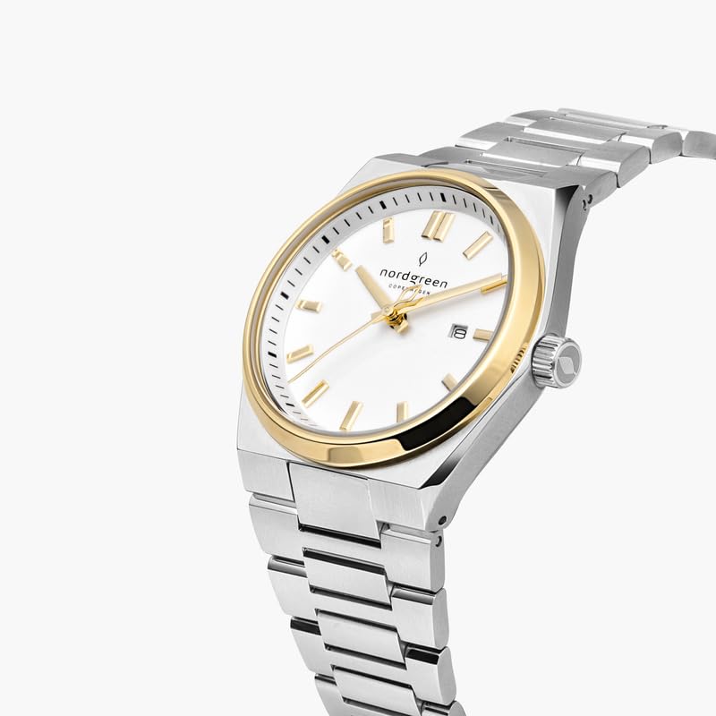 Succession White Dial on Silver/Gold case with Silver H-Link Watch Strap