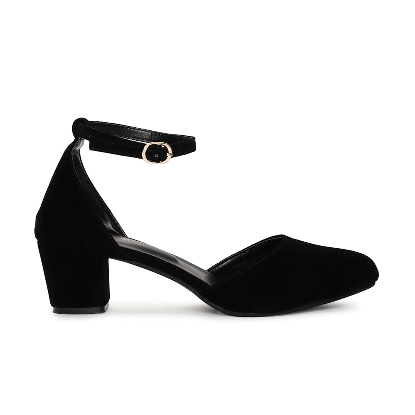 Marc Loire Women’s Pointed Toe Block Heel Fashion Sandals with Buckled Ankle Strap (Black, numeric_6)