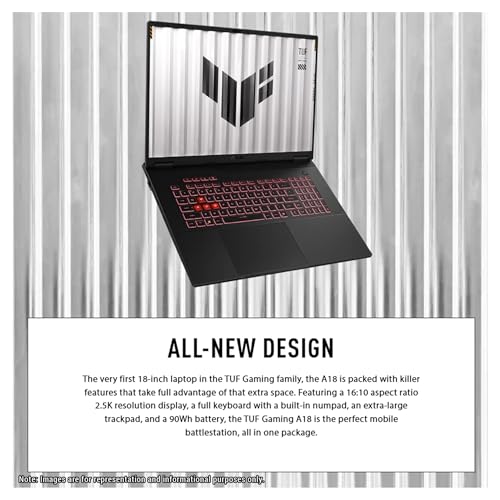 ASUS TUF A18 Gaming Laptop, AMD Ryzen 7-260, 32 GB DDR5 RAM, 2 TB PCle SSD, 18" 2.5K (2560x1600) 240Hz Display, Nvidia G-Force RTX 5070, RGB Backlit Chiclet Keyboard, W11 Pro, Jaeger Gray