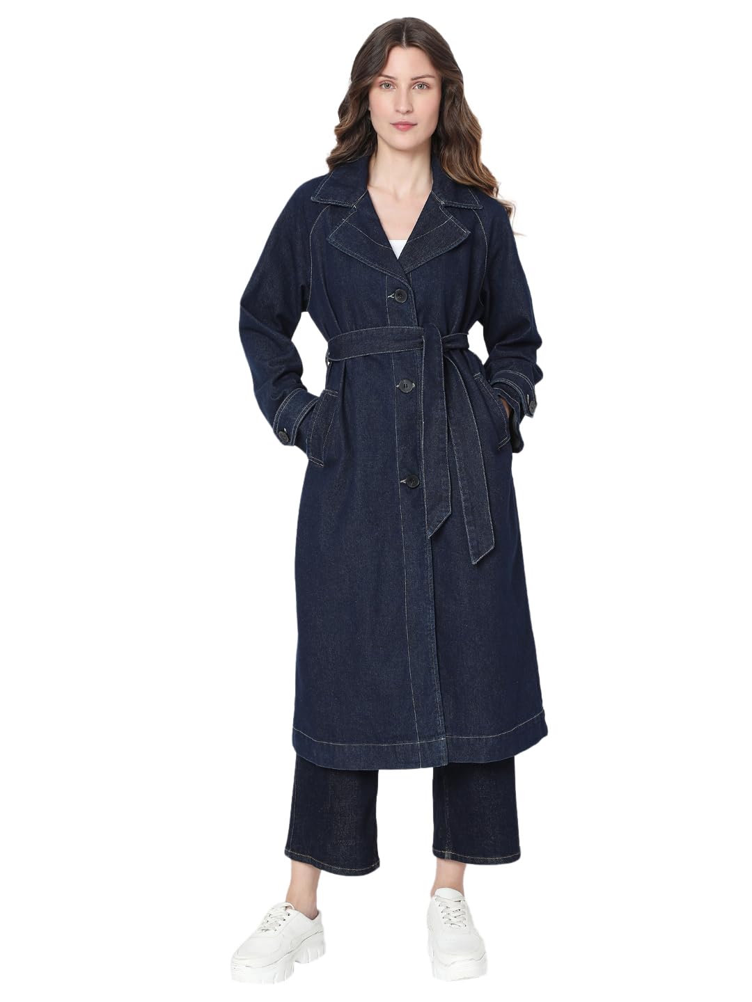 Vero Moda Women's Regular Fit Dark Blue Coat
